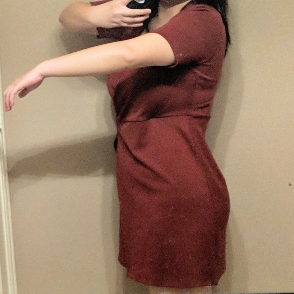 🌼Forever 21 Contemporary Short Le Rust Wrap Dress - Picture 4 of 9